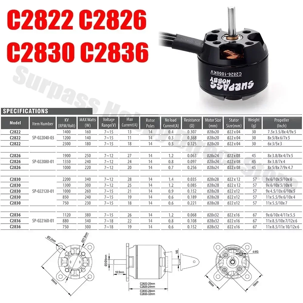 Surpass Hobby 2822 2830 3530 3 - Hobby Rc Quadcopters & Multirotors ulasan dan harga