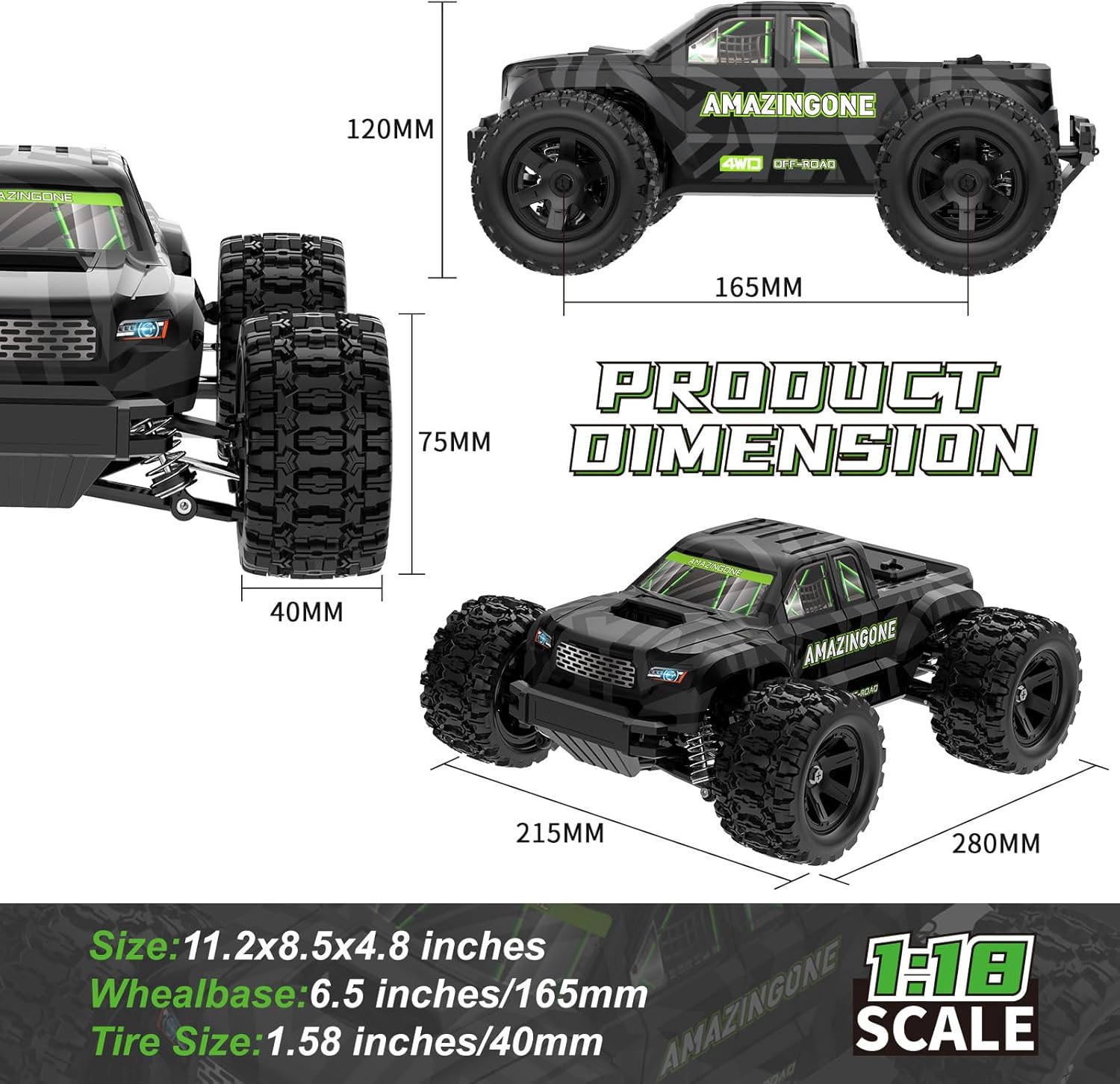 JT18W 1/18 Scale High Speed 35 - Rc Hobby Grade Monster Truck ulasan dan harga